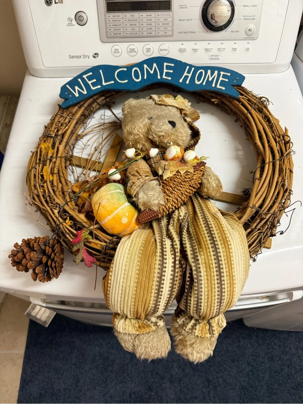 Welcome Home Fall Wreath with Bear Accent